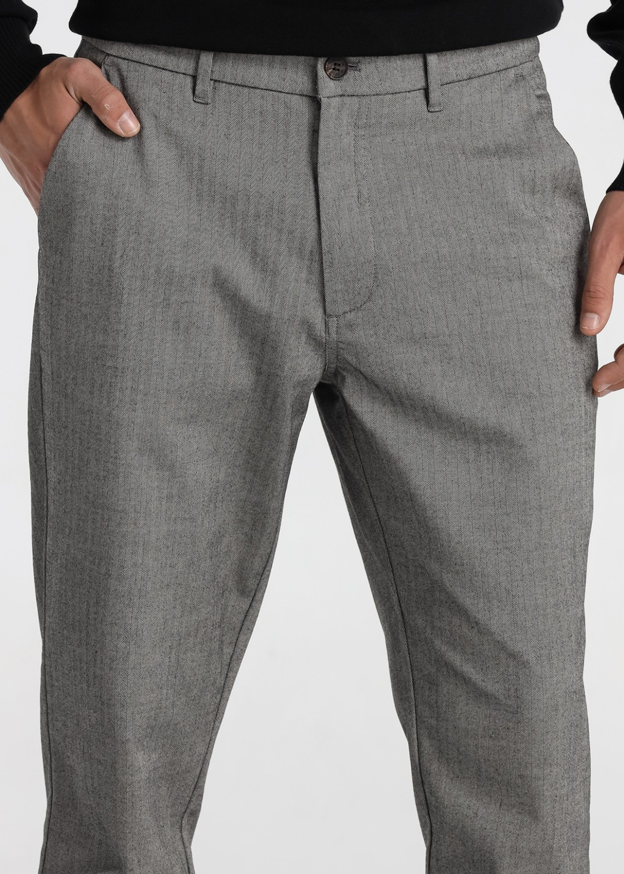 Pantalón Chino Con Estructura De Espiguilla Elástica Jeans Para Hombre  Diseño Versátil