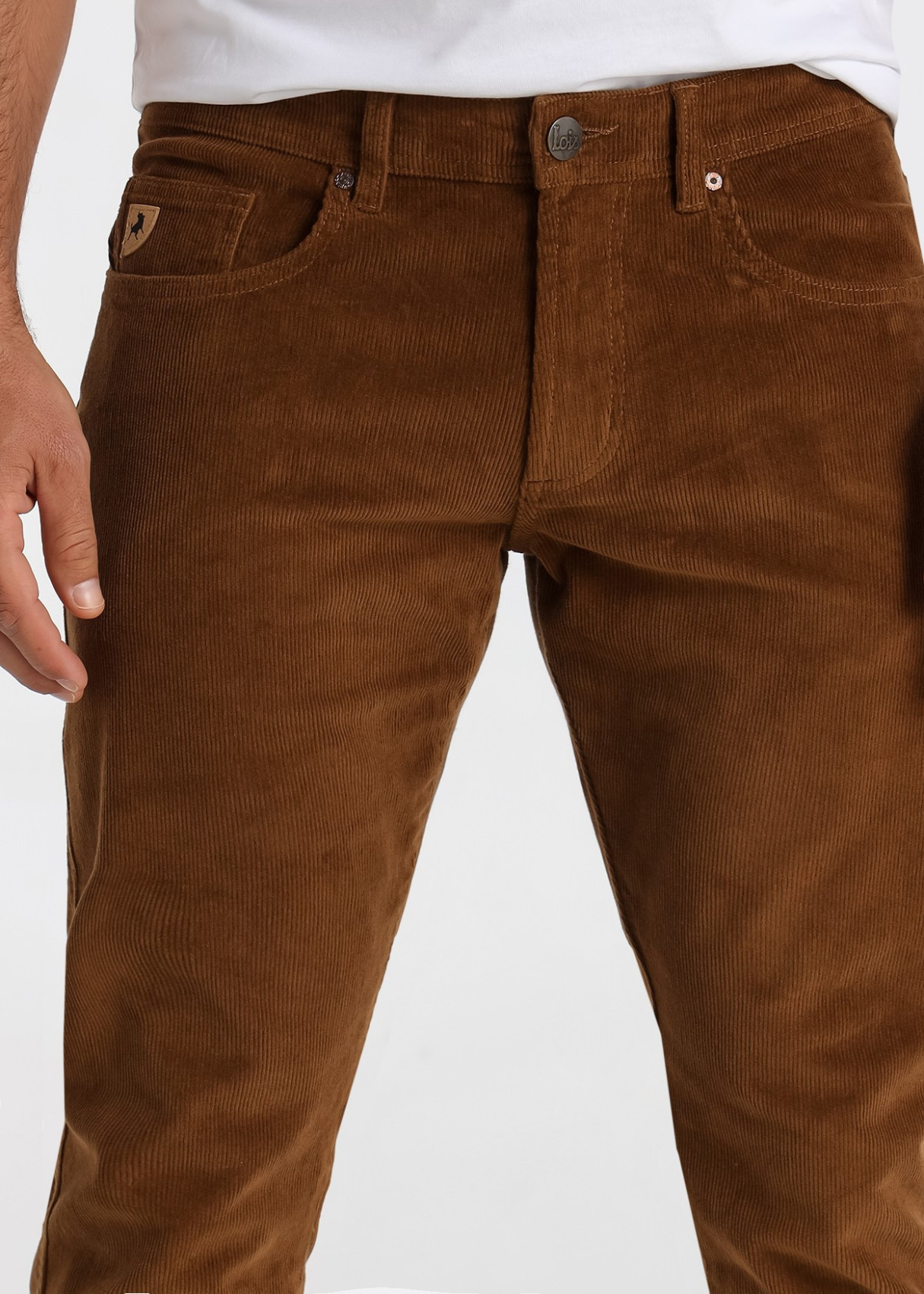 Pantalón recto Pana Elástica marrón