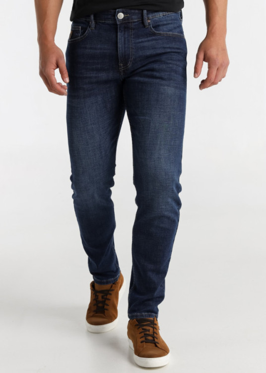 Vaqueros tappered fit cintura media Lavado Azul