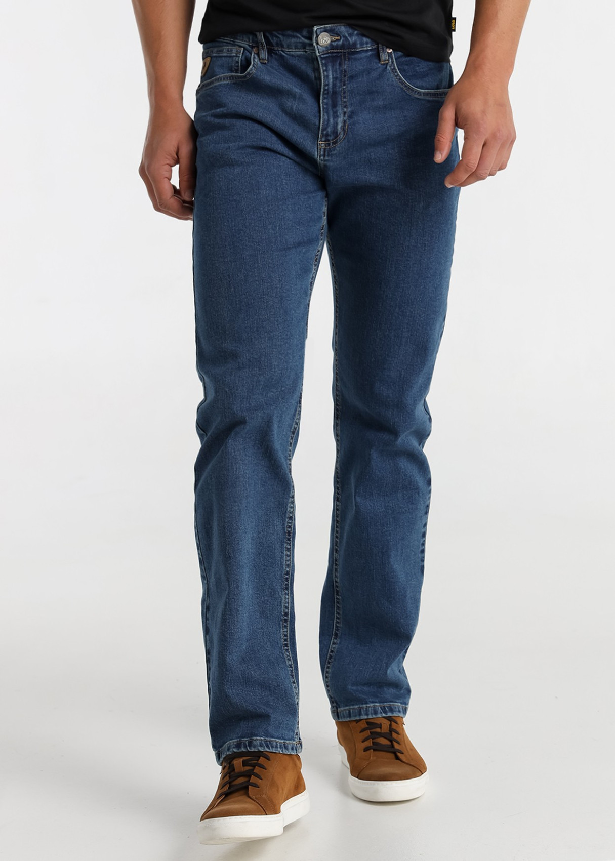 Vaqueros straight fit cintura alta azul