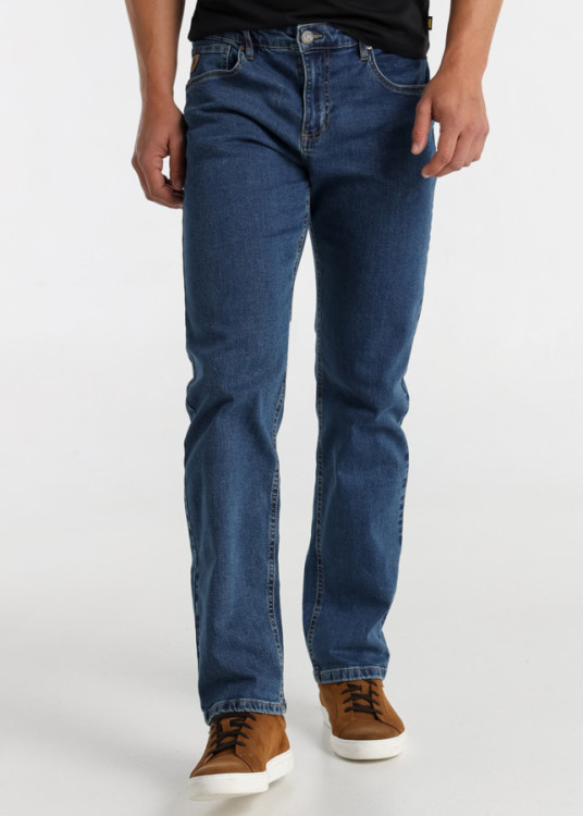 Vaqueros straight fit cintura alta azul
