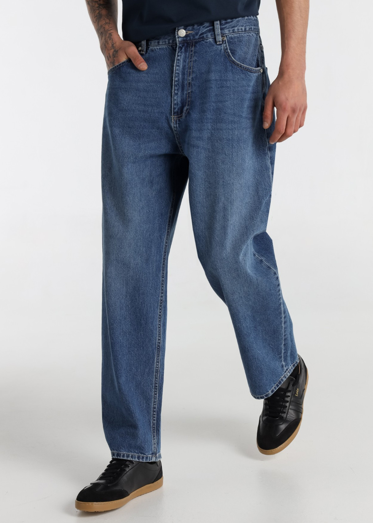 Vaqueros baggy fit cintura alta Lavado Stone azul