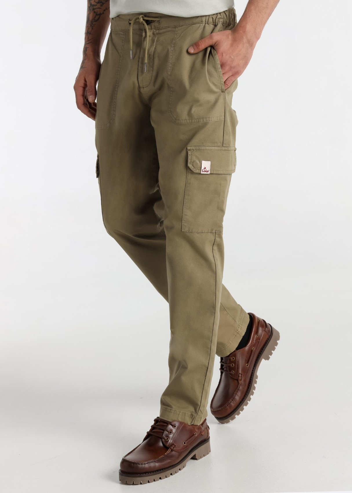 Pantalón Cargo Con Cordones Y Cintura Elástica Jeans Para Hombre  Diseño Versátil