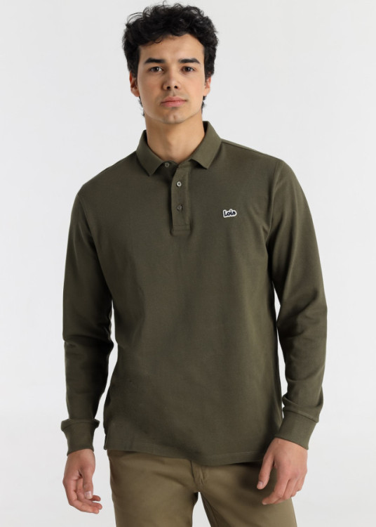 Polo Manga Larga Piqué Parche Logo verde