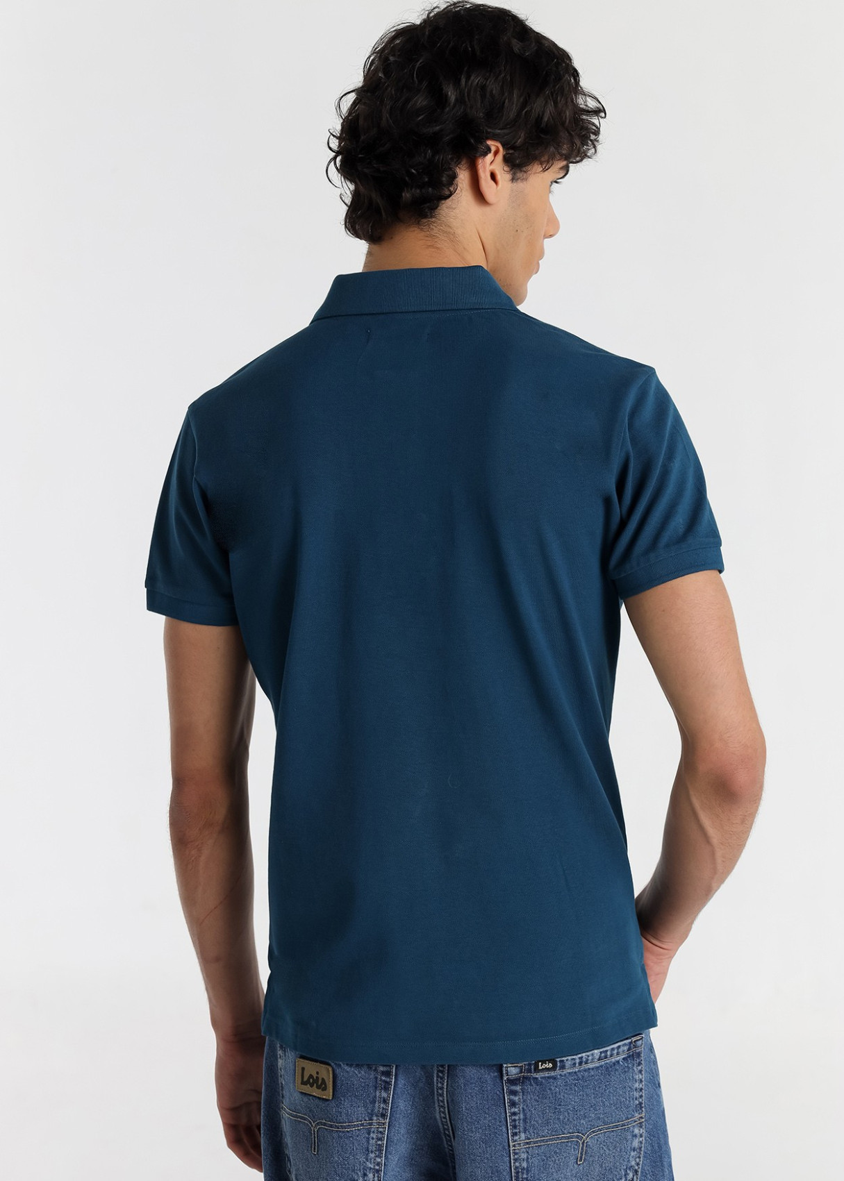 Polo Manga Corta Básico logo contraste azul