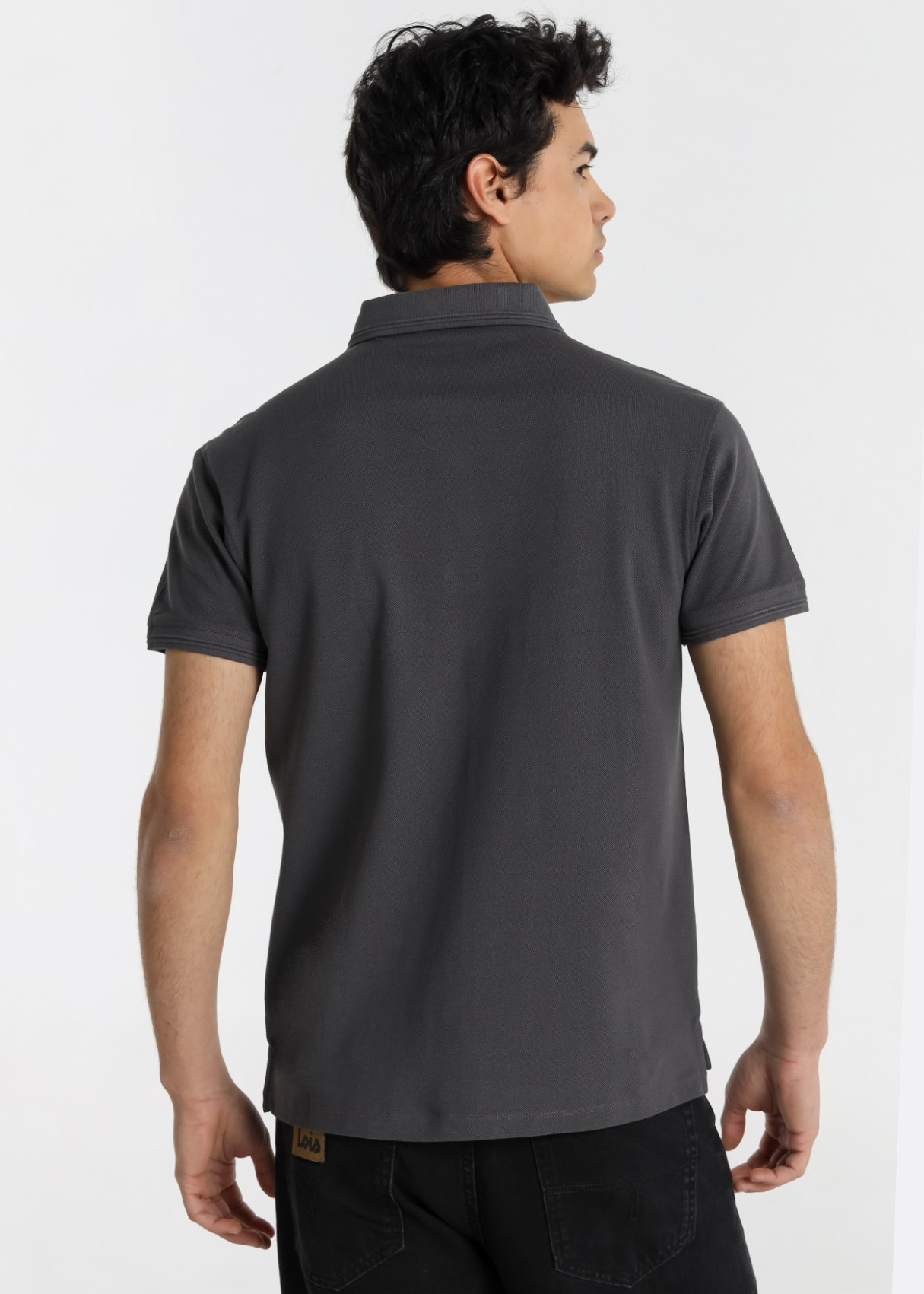 Polo Manga Corta Parche Logo gris
