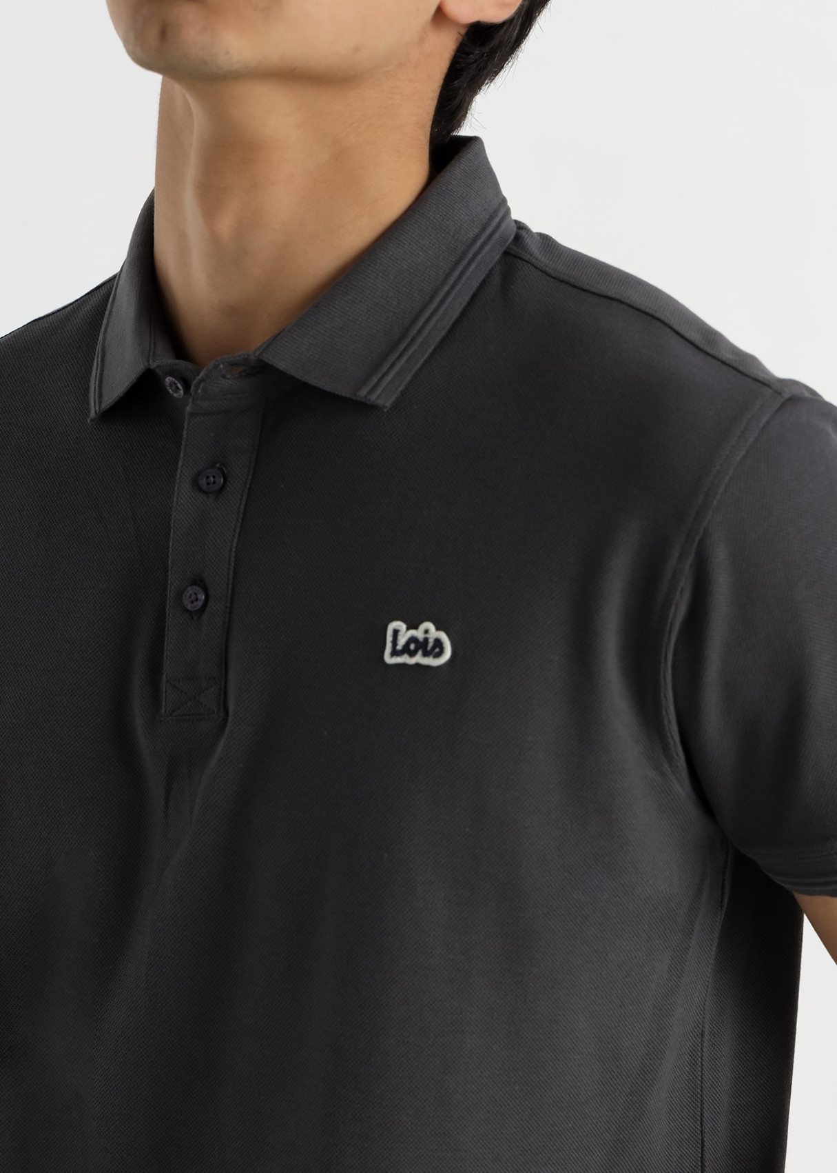 Polo Manga Corta Parche Logo gris