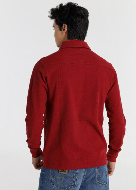Polo Manga Larga Jacquard rojo
