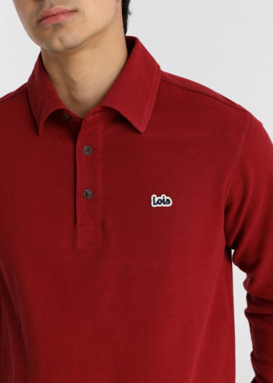 Polo Manga Larga Jacquard rojo
