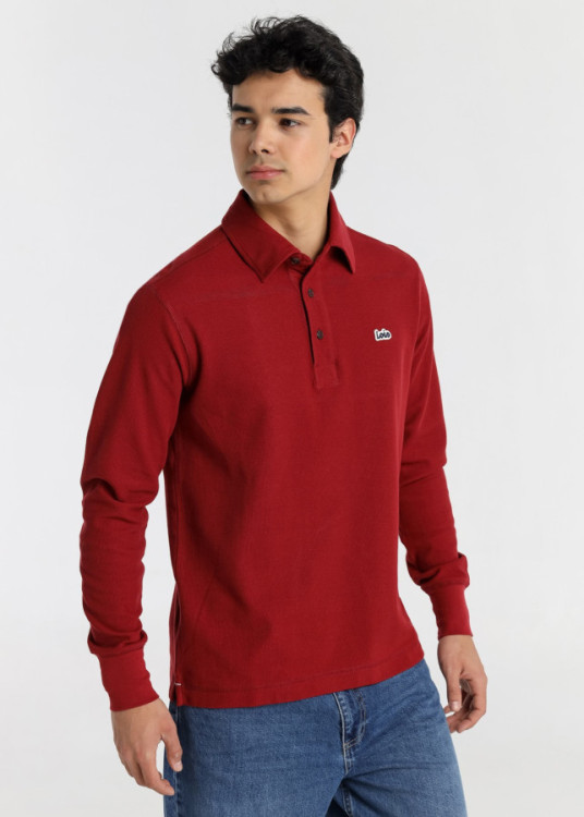 Polo Manga Larga Jacquard rojo