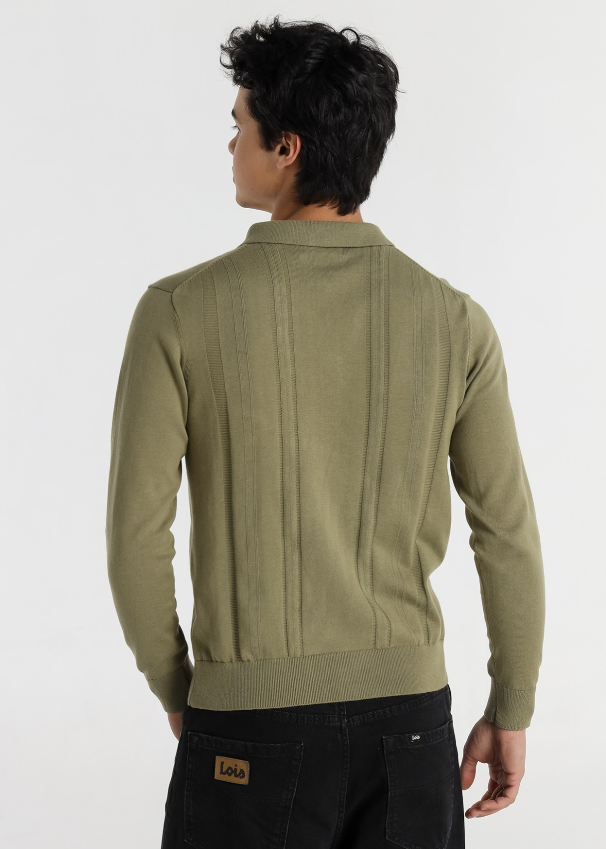 Polo Punto Jacquard Bordado cremallera verde