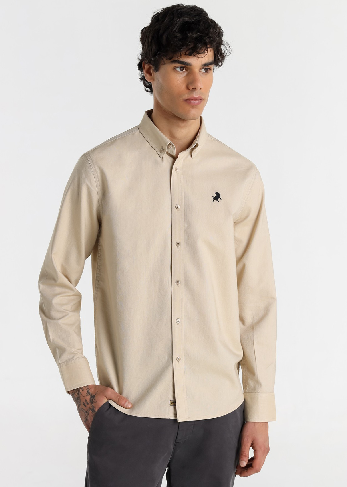 Camisa Manga Larga Oxford beige