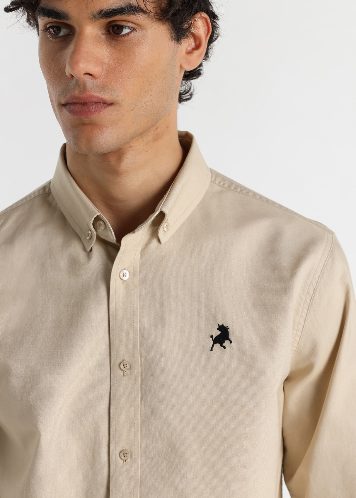 Camisa Manga Larga Oxford beige