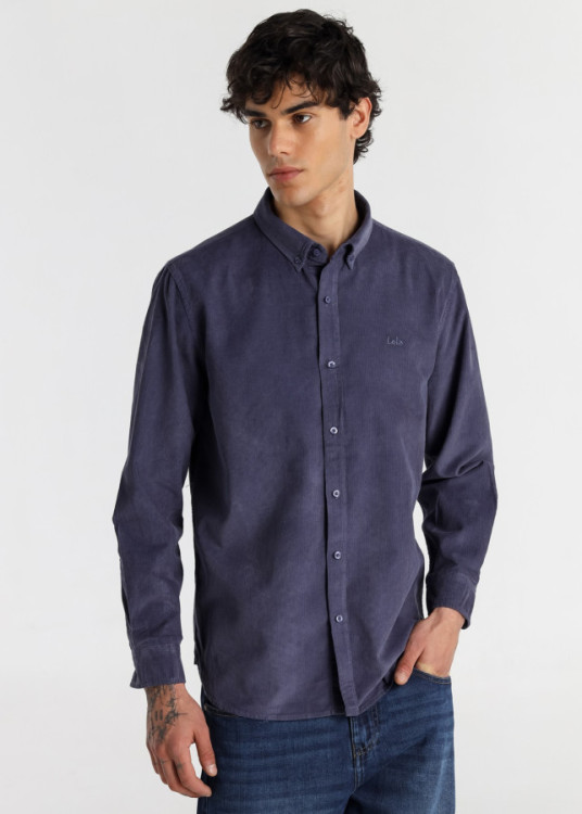 Camisa Manga Larga Micropana logo bordado azul