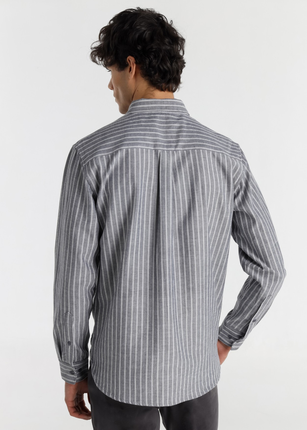 Camisa Manga Larga Oxford Rayas Logo Bordado azul