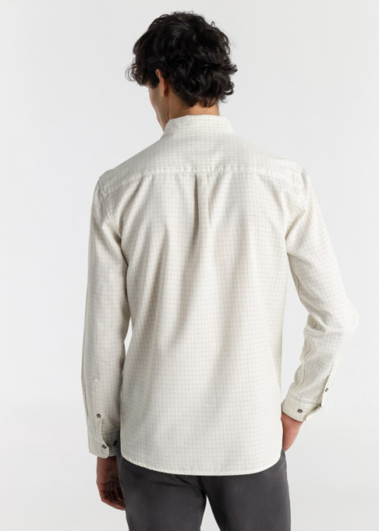 Camisa Manga Larga Cuadros blanca