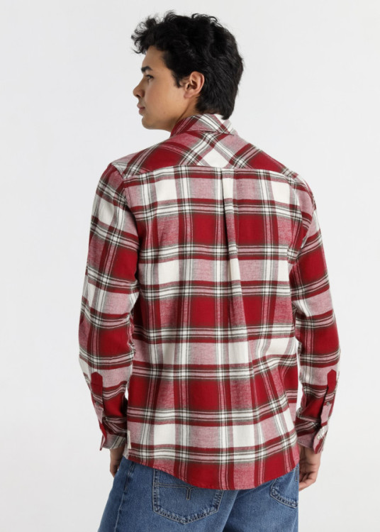 Camisa Manga Larga Cuadros Western roja