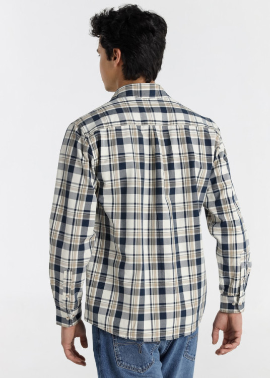 Camisa Manga Larga Bolsillo Denim azul