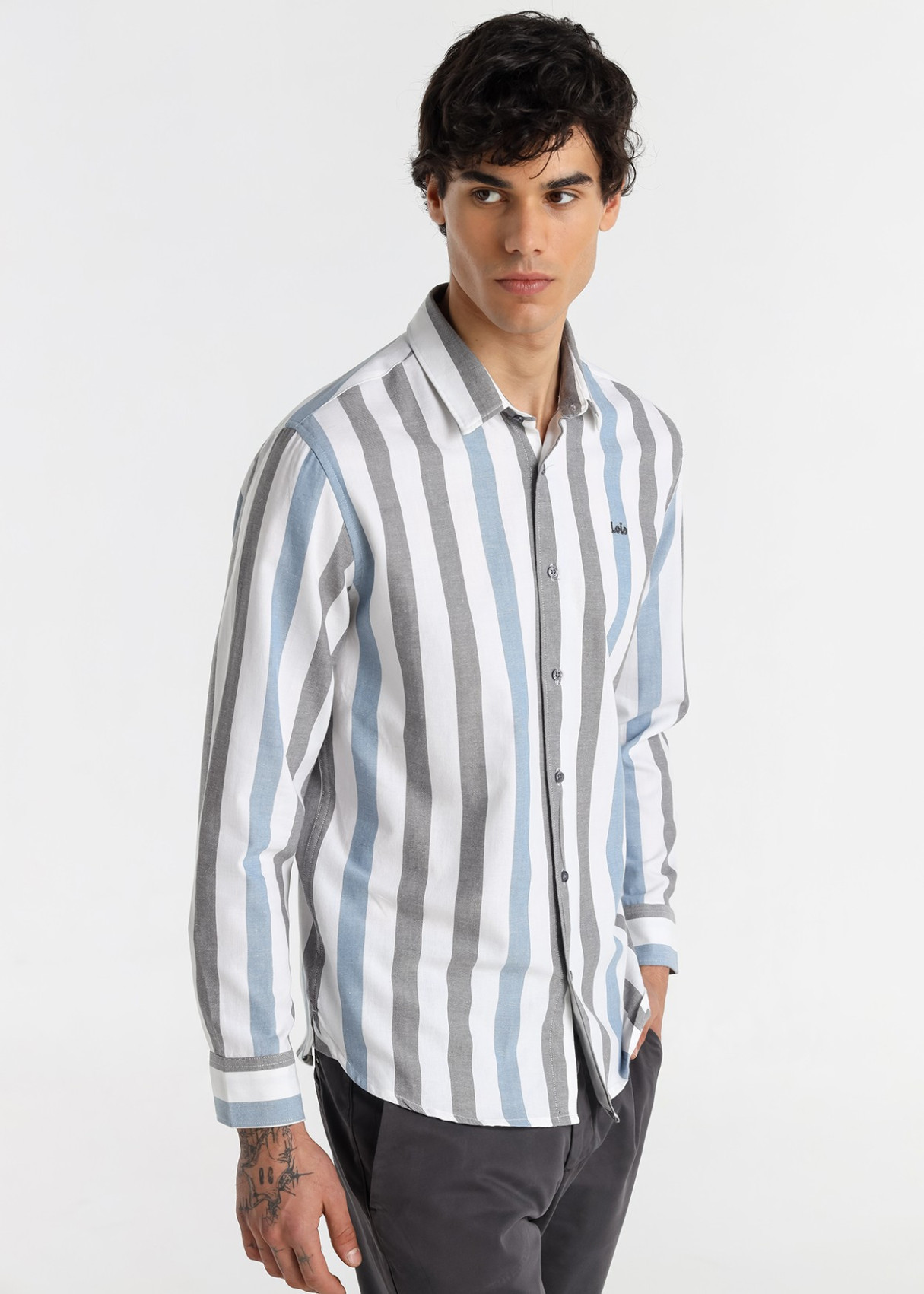 Camisa Manga Larga Oxford Rayas blanca
