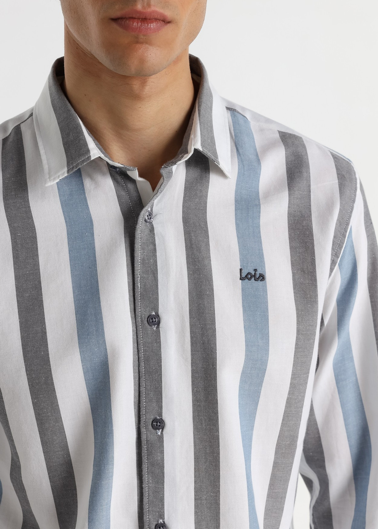 Camisa Manga Larga Oxford Rayas blanca