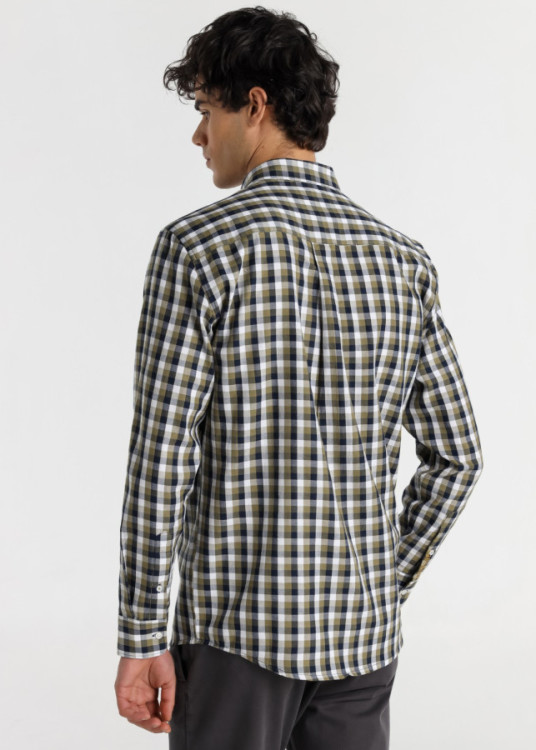 Camisa Manga Larga cuadros verde