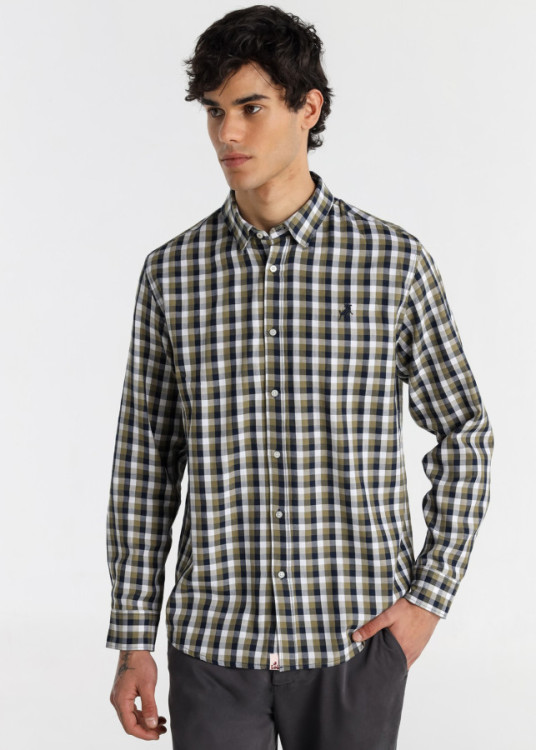 Camisa Manga Larga cuadros verde