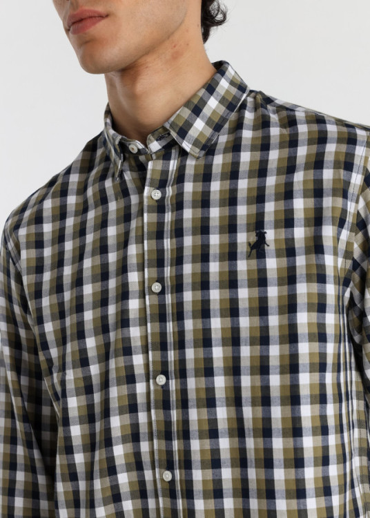 Camisa Manga Larga cuadros verde