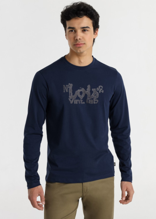Camiseta Manga larga Básica Logo azul