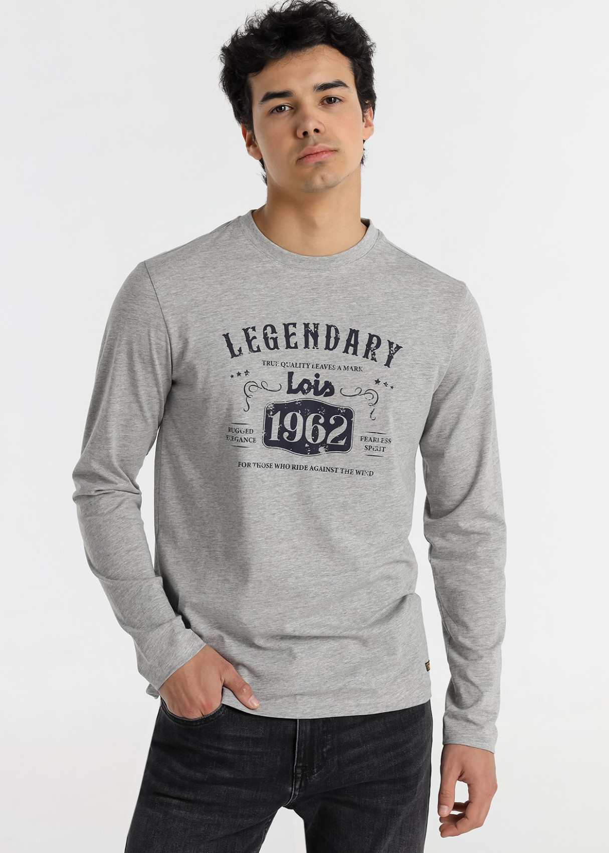 Camiseta Manga Larga Gráfica Legendary gris