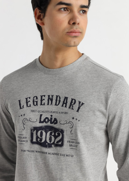 Camiseta Manga Larga Gráfica Legendary gris
