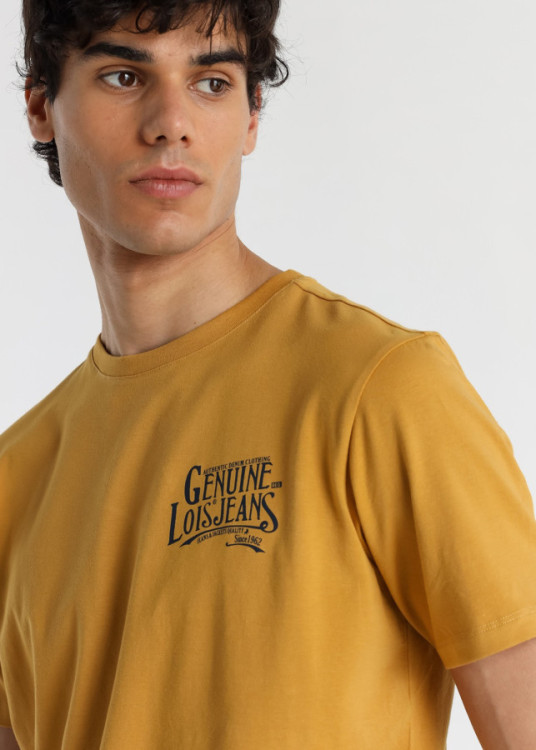 Camiseta Manga Corta Bordado Lois genuine amarilla