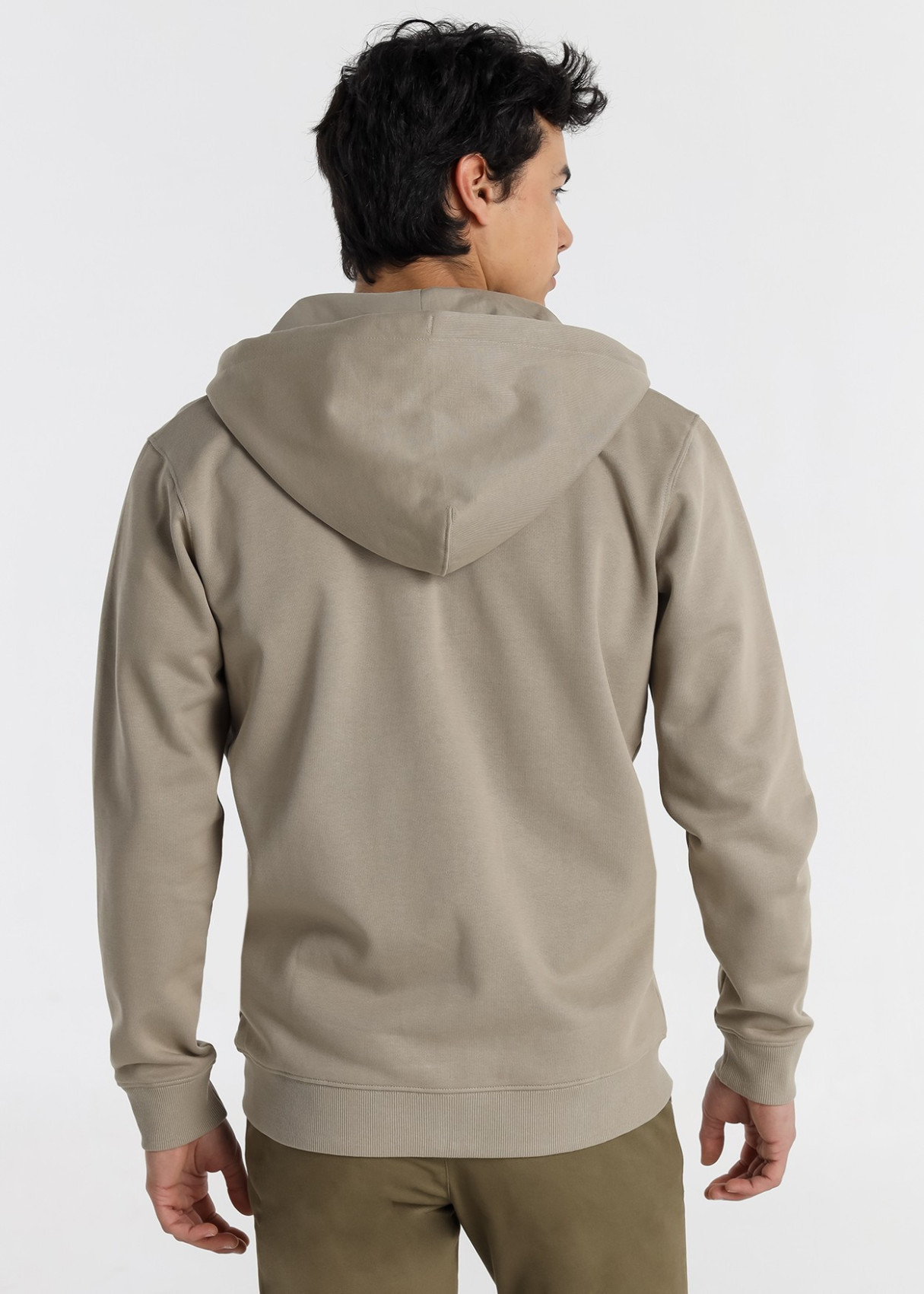 Sudadera Capucha Cremallera logo Bordado marrón