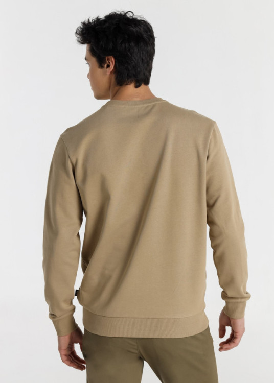 Sudadera Cuello Redondo Básica marrón