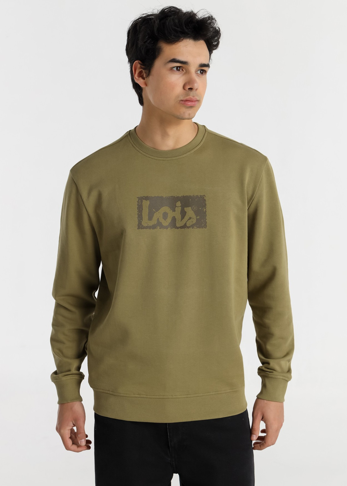 Sudadera Cuello Redondo Básica Logo verde