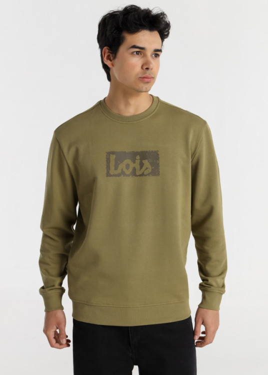 Sudadera Cuello Redondo Básica Logo verde