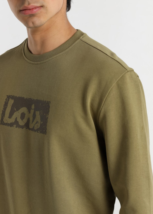 Sudadera Cuello Redondo Básica Logo verde