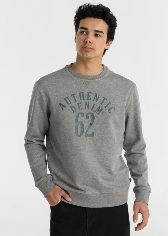 Sudadera Cuello Redondo Gráfica Efecto Acuarela  gris