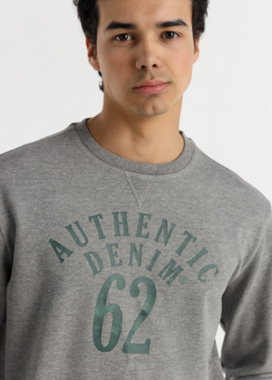Sudadera Cuello Redondo Gráfica Efecto Acuarela  gris