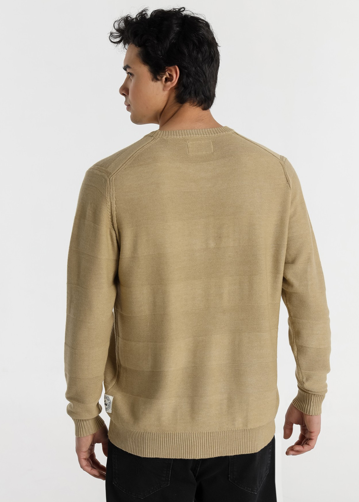 Jersey Cuello Redondo Jacquard marrón