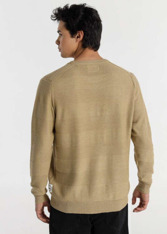 Jersey Cuello Redondo Jacquard marrón