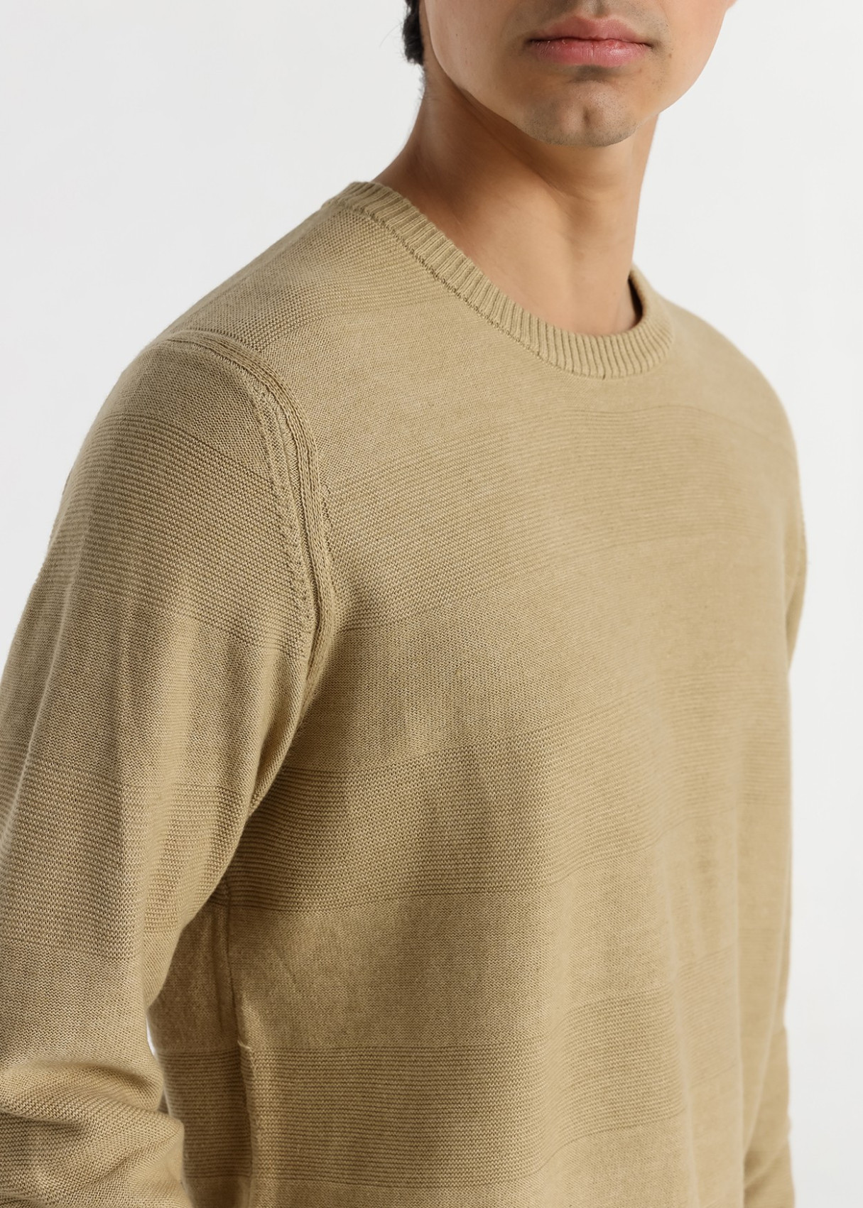 Jersey Cuello Redondo Jacquard marrón