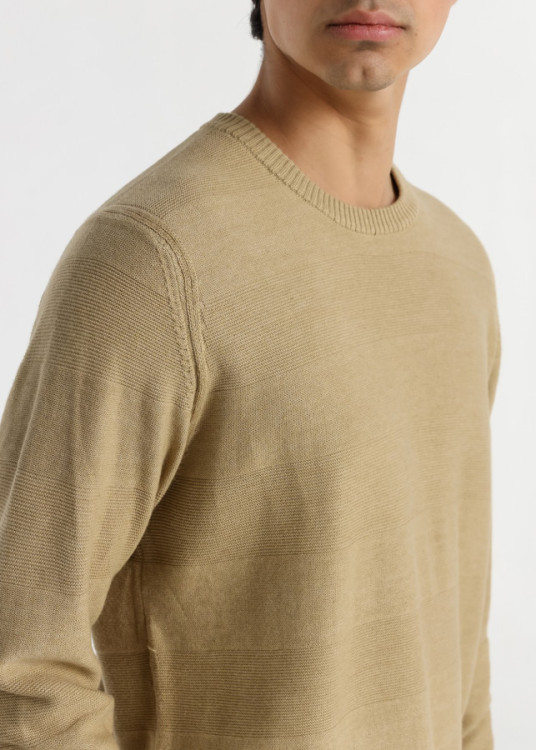 Jersey Cuello Redondo Jacquard marrón