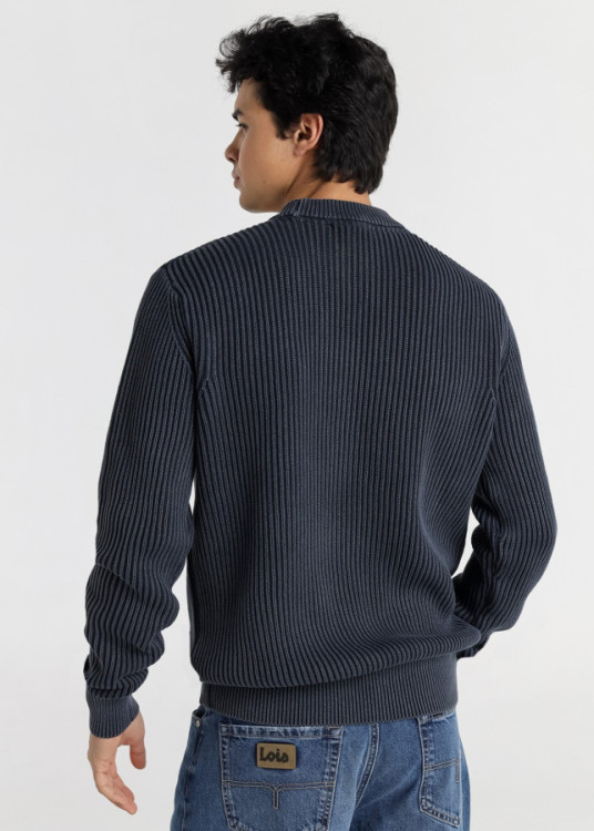 Jersey Cuello Redondo Aplicación azul