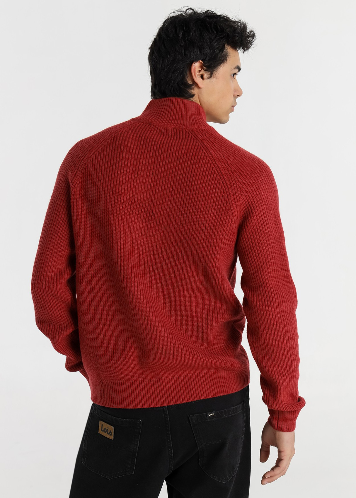 Jersey Cuello Perkins Cremallera rojo