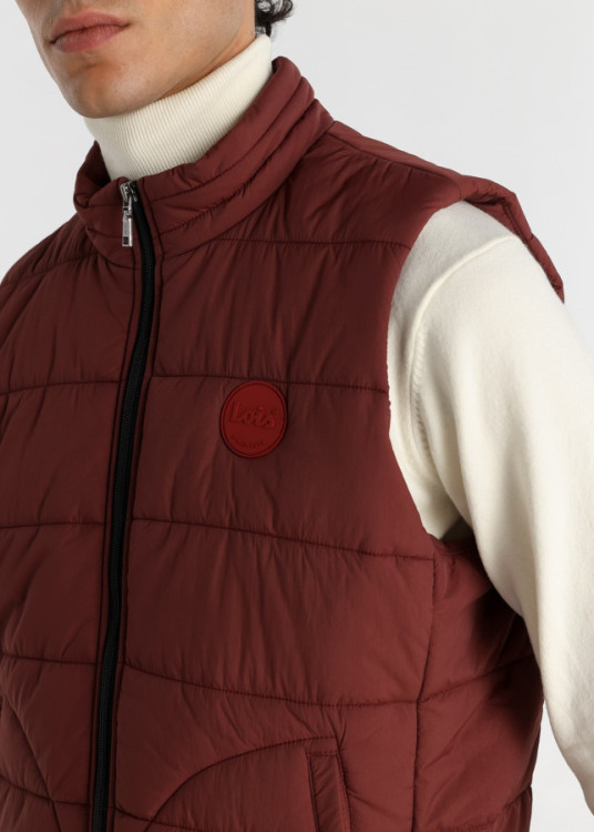 Chaleco acolchado cremallera logo rojo