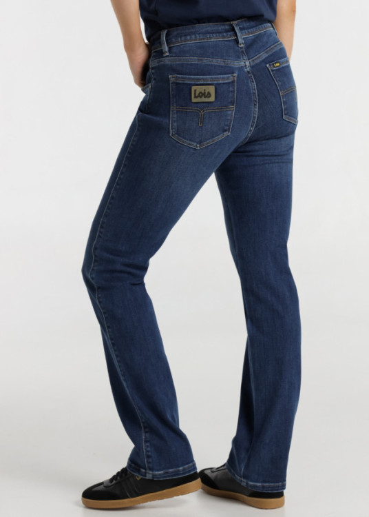 Jeans straight cintura media Lavado Azul