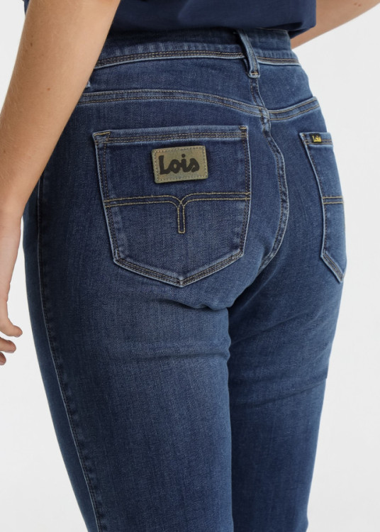 Jeans straight cintura media Lavado Azul