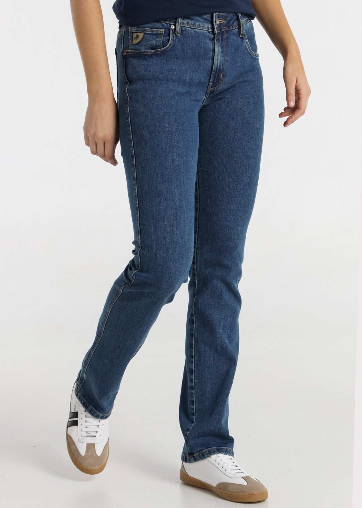 Jeans straight cintura media Azul