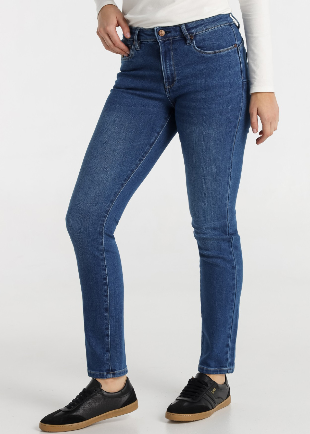 Jeans skinny cintura baja Lavado Azul