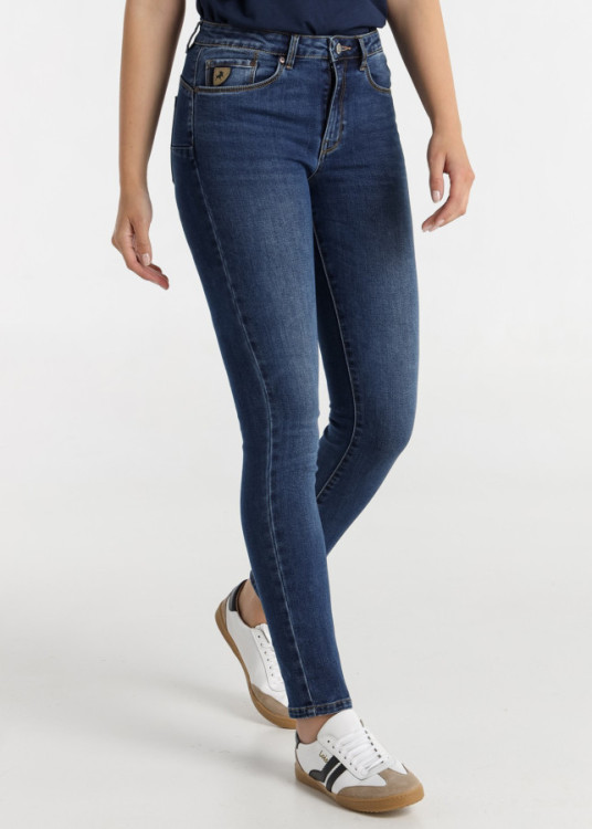 Jeans skinny cintura baja Lavado Azul